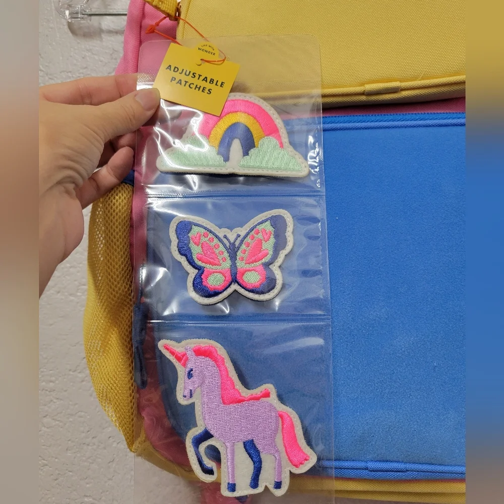 Cat & Jack Colorful Kids Backpack with Patches Nwt